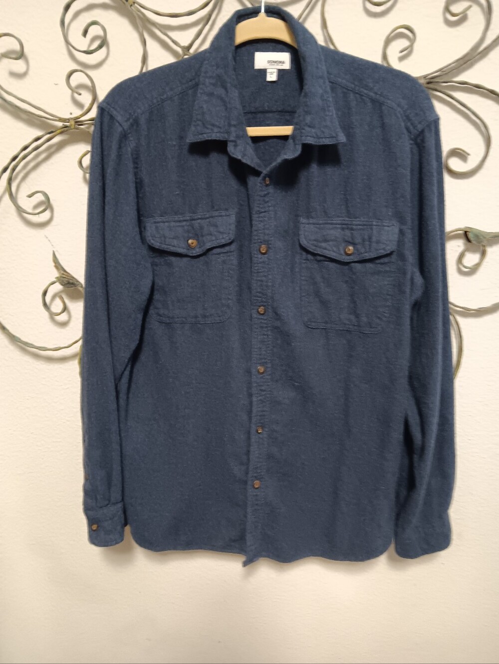 SONOMA 100% cotton fleecy button front long sleeve shirt, Large